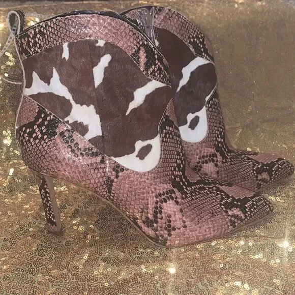 Gianni Bini Ezlee Snake Cow Print Ankle Boots & Booties